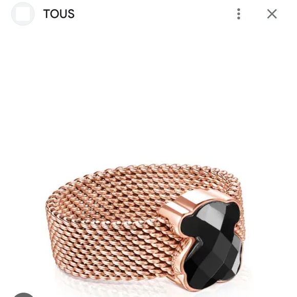 Tous Jewelry - Tous Rose Mesh Ring with Black Bear Accent